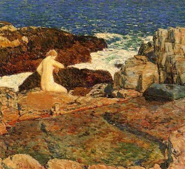 East Headland Pool Oil Painting by Childe Hassam