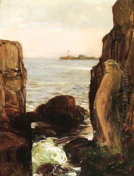Nymph on a Rocky Ledge Oil Painting by Childe Hassam