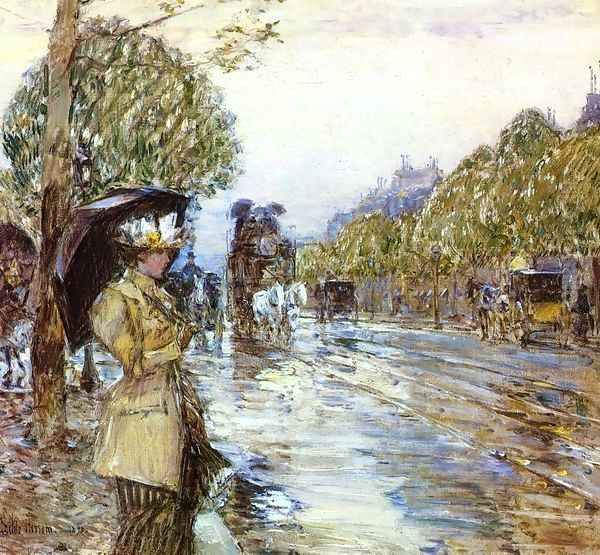 Rainy Day, Paris Oil Painting by Childe Hassam