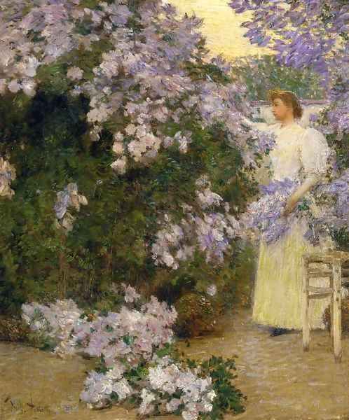 Mrs. Hassam in the Garden1 Oil Painting by Childe Hassam