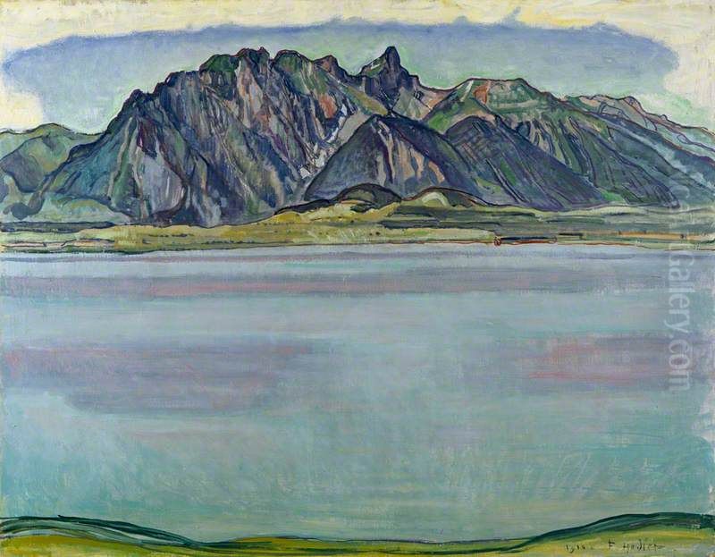 Lake Thun and the Stockhorn Mountains Oil Painting by Ferdinand Hodler