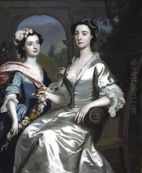 Mrs Elizabeth Birch and Her Daughter Oil Painting by Joseph Highmore