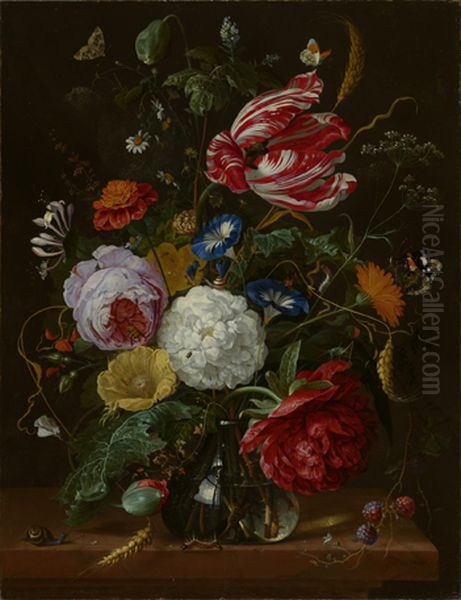 Flower Piece Oil Painting by Jan Davidsz. De Heem