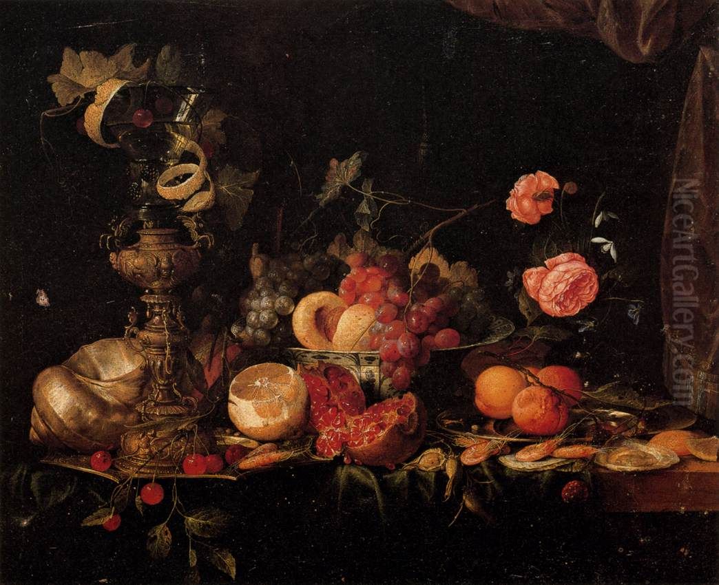 Still-Life with Flowers and Fruit Oil Painting by Jan Davidsz. De Heem