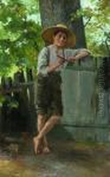 Hirtenknabe Mit Einer
 Flote Oil Painting by Joseph Bail