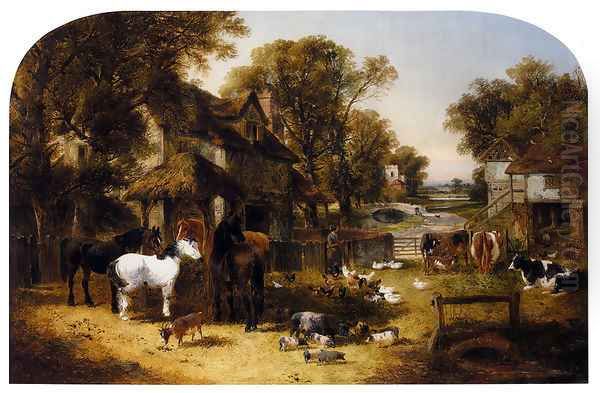 An English Farmyard Idyll Oil Painting by John Frederick Herring Snr