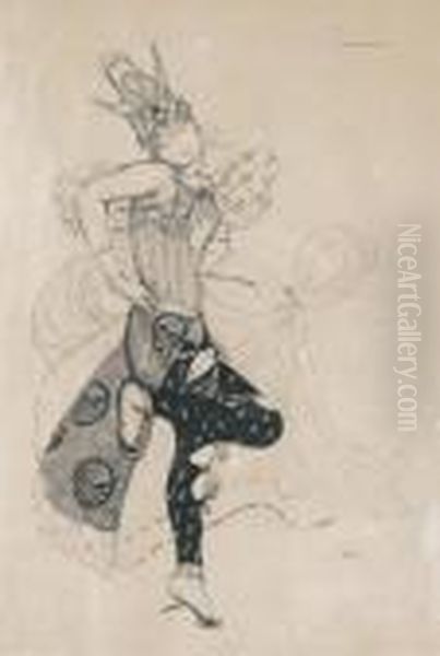 Costume Design For Natalia Trukhanova In La Peri Oil Painting by Leon Samoilovitch Bakst