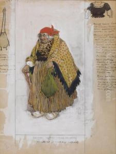 A Costume Design For Le Coeur De La Marquise Oil Painting by Leon Samoilovitch Bakst