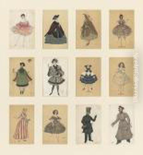 A Series Of Twelve Postcards Oil Painting by Leon Samoilovitch Bakst