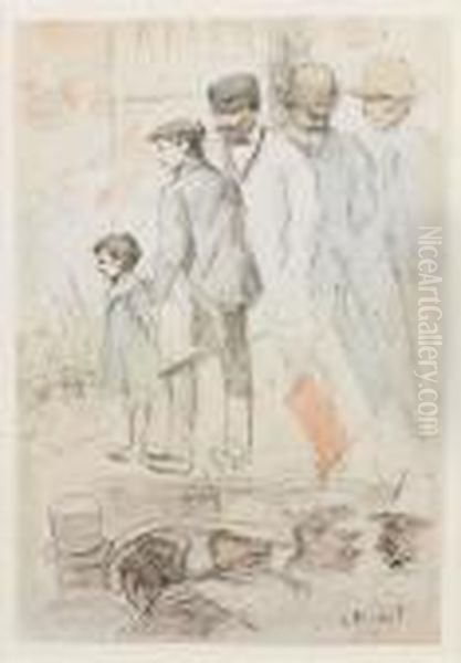 A Street Celebration Oil Painting by Leon Samoilovitch Bakst