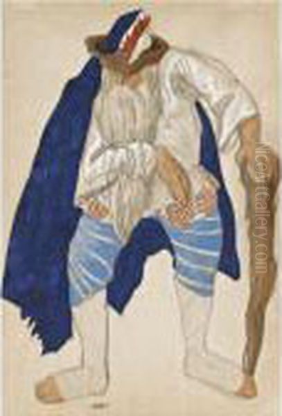 Costume Design For Sadko Oil Painting by Leon Samoilovitch Bakst