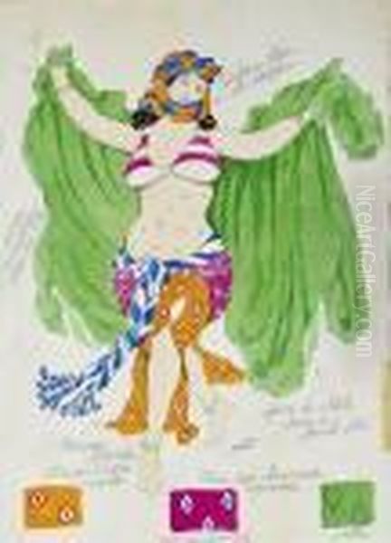 Kostumentwurf Einer Syrischen Tanzerin Oil Painting by Leon Samoilovitch Bakst