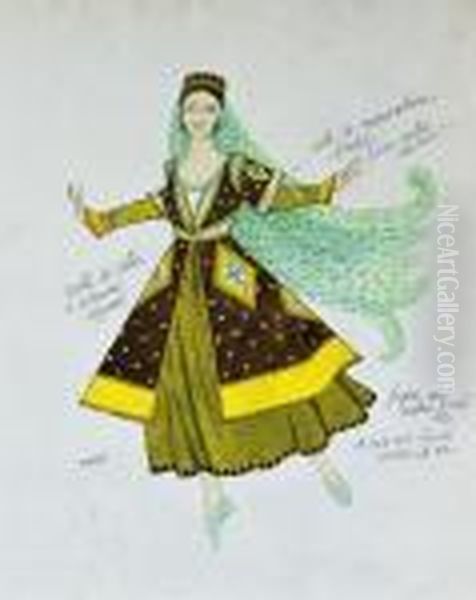 Kostumentwurf Einer Russischen Tanzerin Oil Painting by Leon Samoilovitch Bakst