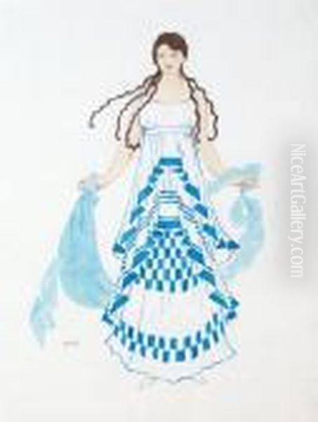 Projet De Costume Oil Painting by Leon Samoilovitch Bakst