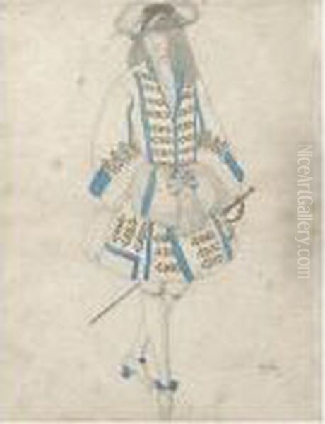 Costume Design For The Flemish Fiance From The Sleepingprincess Oil Painting by Leon Samoilovitch Bakst