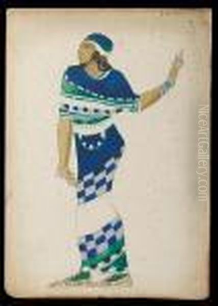 'musicien' From 
Cleopatre Oil Painting by Leon Samoilovitch Bakst