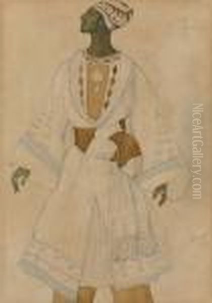 Costume Design For Le Fiance In Le Dieu Bleu Oil Painting by Leon Samoilovitch Bakst