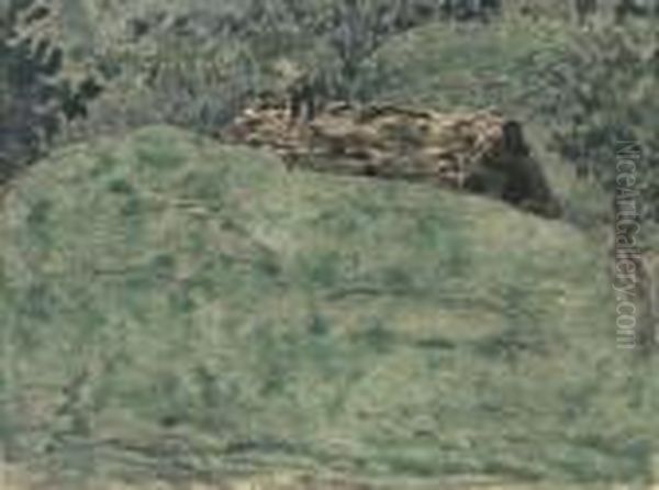 Isba Dans Un Paysage Russe Oil Painting by Leon Samoilovitch Bakst