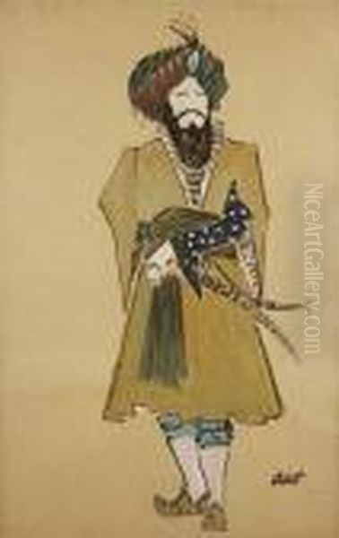 Le Shah, Costume Pour Le Ballet Sheherazade Oil Painting by Leon Samoilovitch Bakst