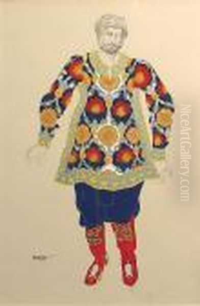 Costume Figures Oil Painting by Leon Samoilovitch Bakst