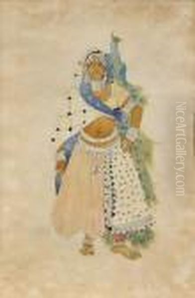 Projet De Costume Pour La Bayadere Oil Painting by Leon Samoilovitch Bakst