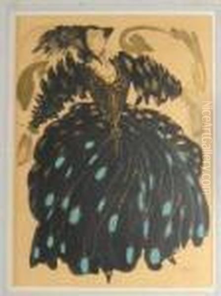Resplendent In A Black Dress With Turquoise Oil Painting by Leon Samoilovitch Bakst