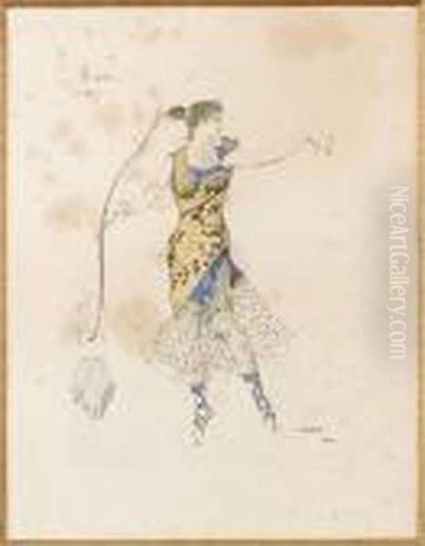 Le Pas De Diane Oil Painting by Leon Samoilovitch Bakst