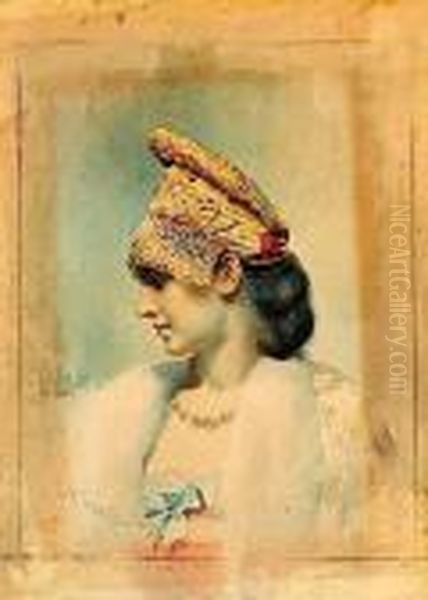 Profil De Jeune Fille Russe Oil Painting by Leon Samoilovitch Bakst