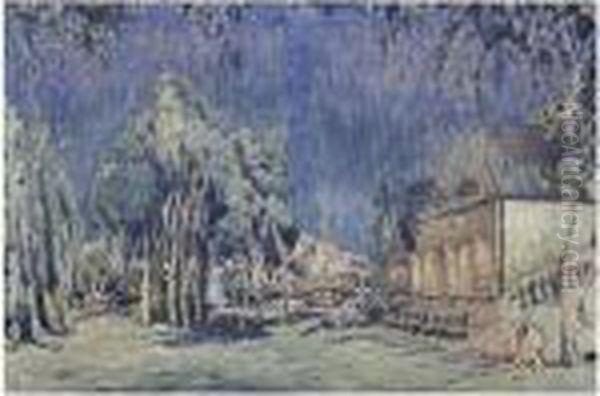 Set Design For Papillons Oil Painting by Leon Samoilovitch Bakst