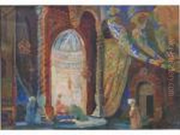 Salon Descheherazade Oil Painting by Leon Samoilovitch Bakst