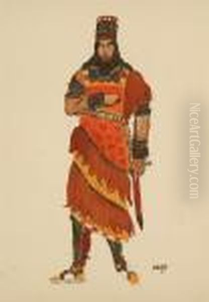 Costume Design For A Prince Oil Painting by Leon Samoilovitch Bakst