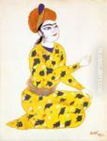 Indien Agenouille Oil Painting by Leon Samoilovitch Bakst