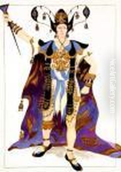 Portrait Presume De Ninjinsky En Costume De Scene Oil Painting by Leon Samoilovitch Bakst