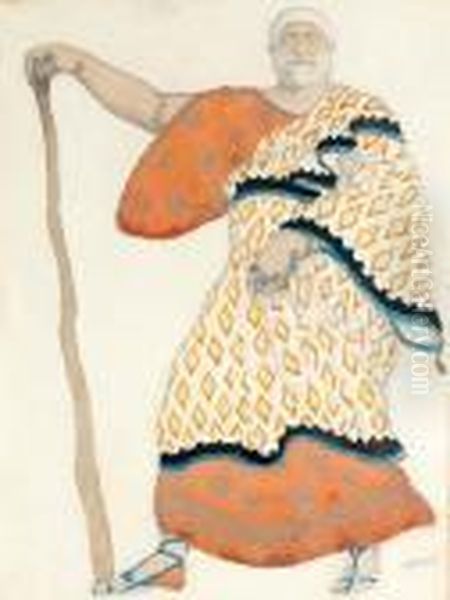 Costume Design For Oedipus At Colonnus: Theseus Oil Painting by Leon Samoilovitch Bakst