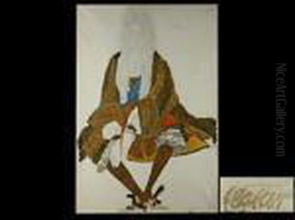 Entwurf Fur Ein Theaterkleid Oil Painting by Leon Samoilovitch Bakst
