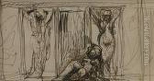 Caryatides Oil Painting by Leon Samoilovitch Bakst