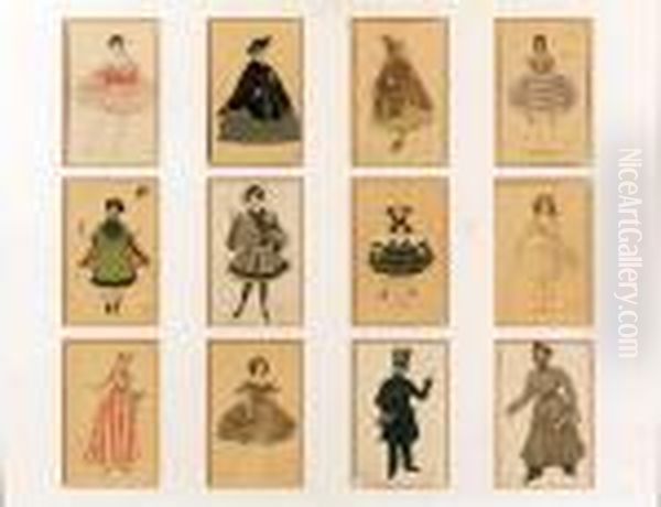 Costume Design For Anna Pavlova From Pas De Diane Oil Painting by Leon Samoilovitch Bakst