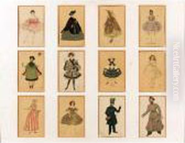 Costume Design For Anna Pavlova From 
Pas De Diane Oil Painting by Leon Samoilovitch Bakst