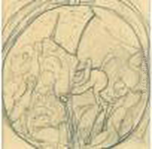 Cavalier Avec Une Lance Dans Un Medaillon Rond Oil Painting by Leon Samoilovitch Bakst