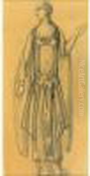 Costume De Theatre Ida Rubenstein Oil Painting by Leon Samoilovitch Bakst