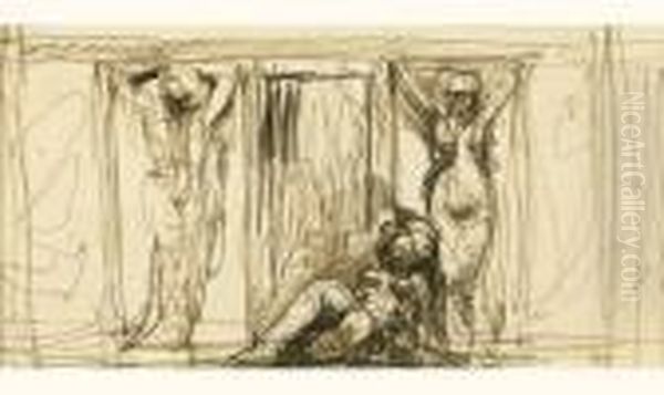 Projet De Decor Oil Painting by Leon Samoilovitch Bakst