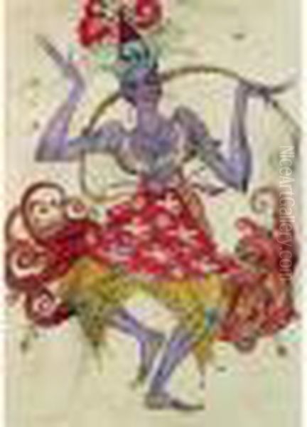 Projet De Costume Pour L'oiseau De Feu Oil Painting by Leon Samoilovitch Bakst