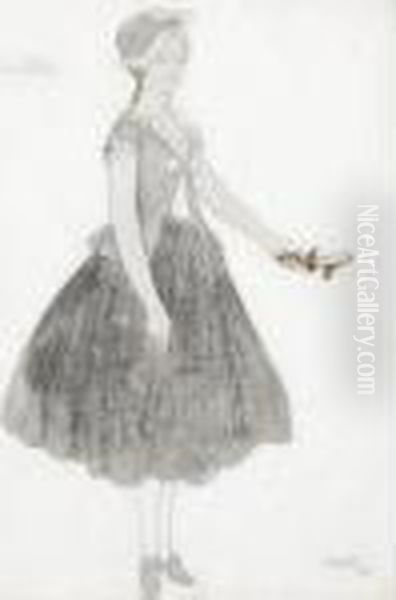 Costume Design For Cinderella Oil Painting by Leon Samoilovitch Bakst