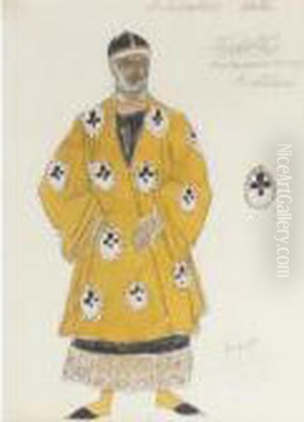 A Costume Design For Theodote, From Oil Painting by Leon Samoilovitch Bakst
