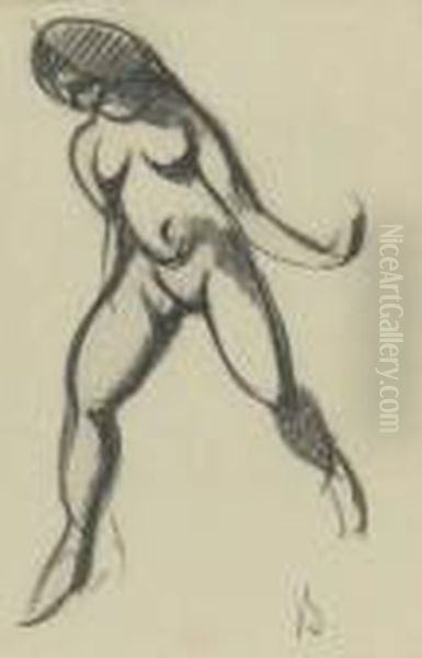 Nude Study Oil Painting by Leon Samoilovitch Bakst