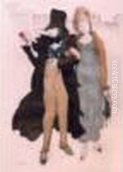 Les Promeneurs Oil Painting by Leon Samoilovitch Bakst