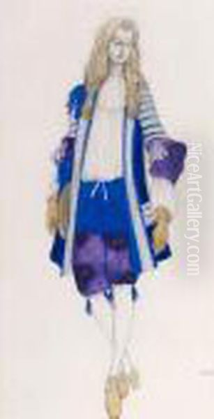 Costume Design For A Page Boy For 'sleeping Beauty' Oil Painting by Leon Samoilovitch Bakst