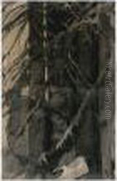 Two Landscape Designs: Autumn And A Set Design For 'walpurgisnacht' Oil Painting by Leon Samoilovitch Bakst