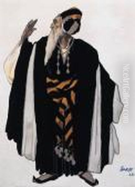 Costume Design For Judith: A Jewish Elder Oil Painting by Leon Samoilovitch Bakst