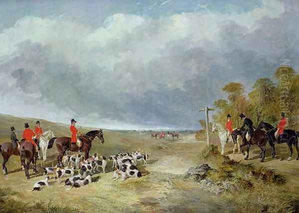 The Cambridgeshire Hunt: The Meet near Foxton Oil Painting by John Frederick Herring Snr